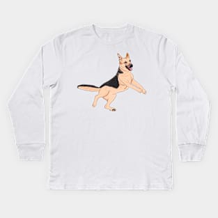 German Shepherd Jumping Kids Long Sleeve T-Shirt